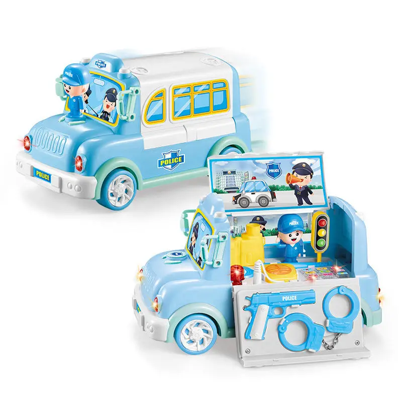 KSF Plastic Police Weapon Toy Set Police Car Role Play Toys For Children With Dolls