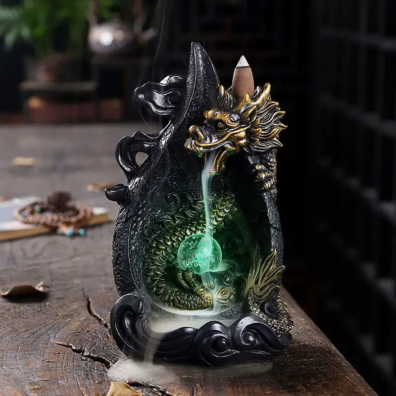Chinese Manufacturer New Design Waterfall Backflow Incense Burner Ceramic Dragon Backflow Incense Holder Burners