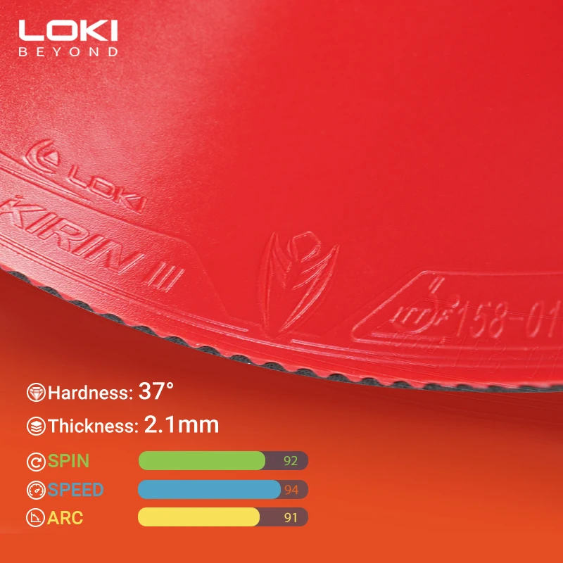 Loki Hot Sell K3 Non-Tacky ODM OEM Hardness 37 Thickness 2.1mm ITTF Standard Certification Table Tennis Rubber