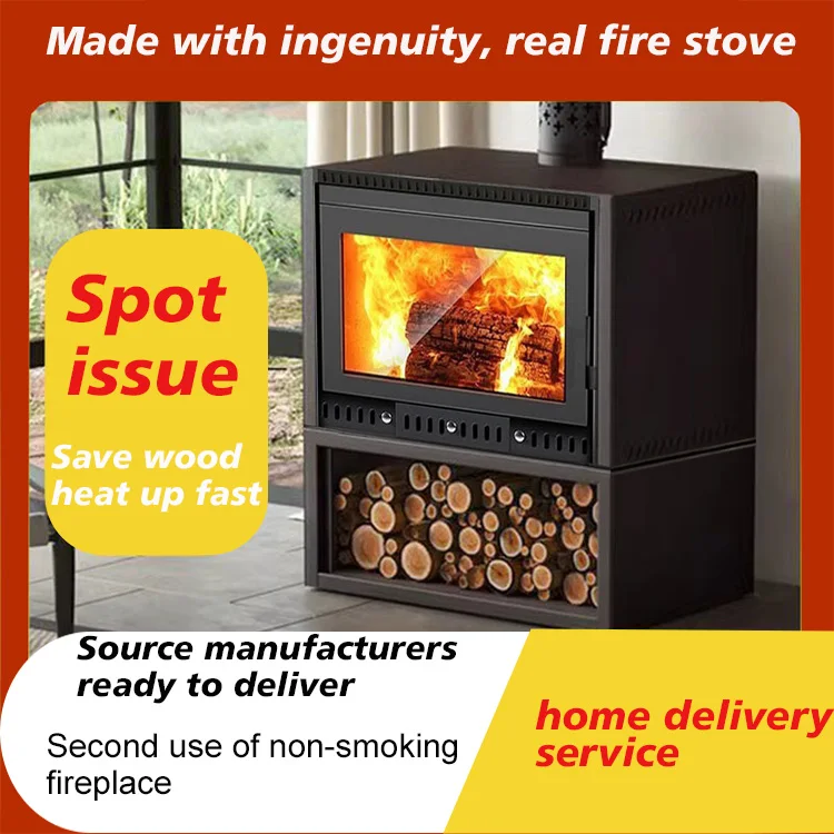 High Quality Indoor Modern Heating Freestanding Burning Stove Central Cast Iron Wood Fire Stove Fireplace Parts With Oven