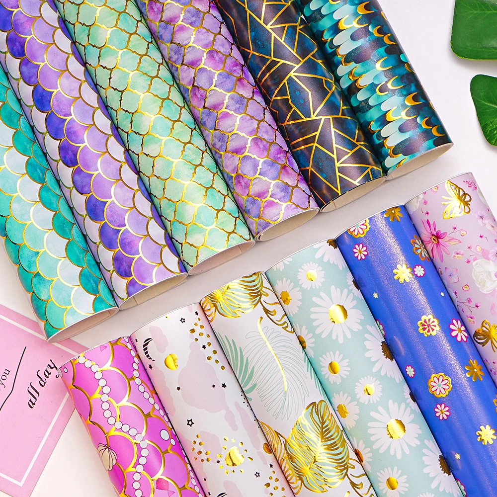 30*136cm Hologram Vinyl  Leather Sewing Fabric DIY Craft Hair Bow Earring Handmade Decoration