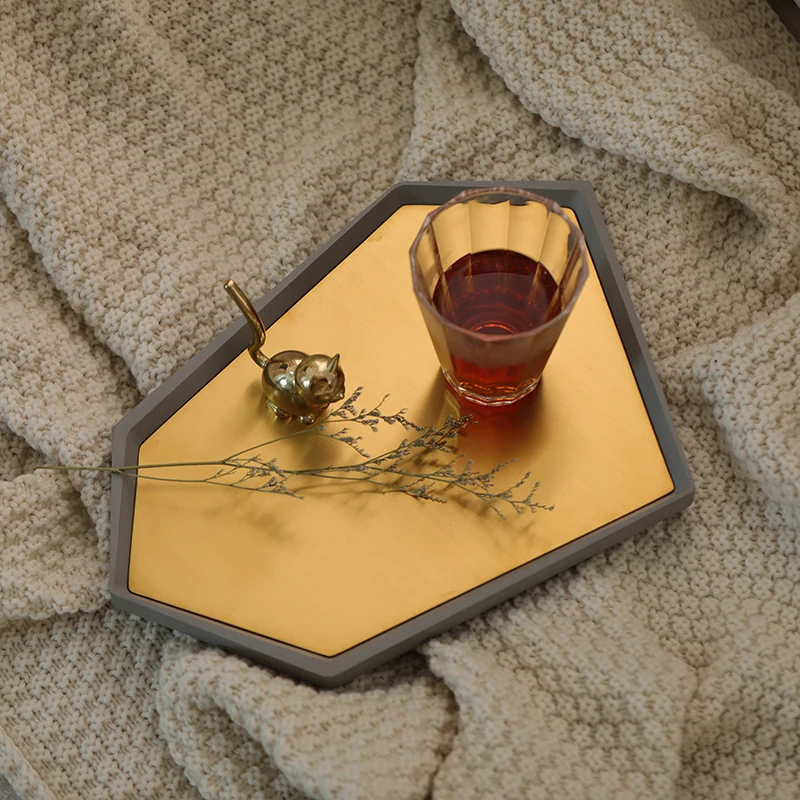 Modern minimalist style wholesale multi-color customize Stainless Steel Plate Dry Food Plates Concrete Tray Decor Storage