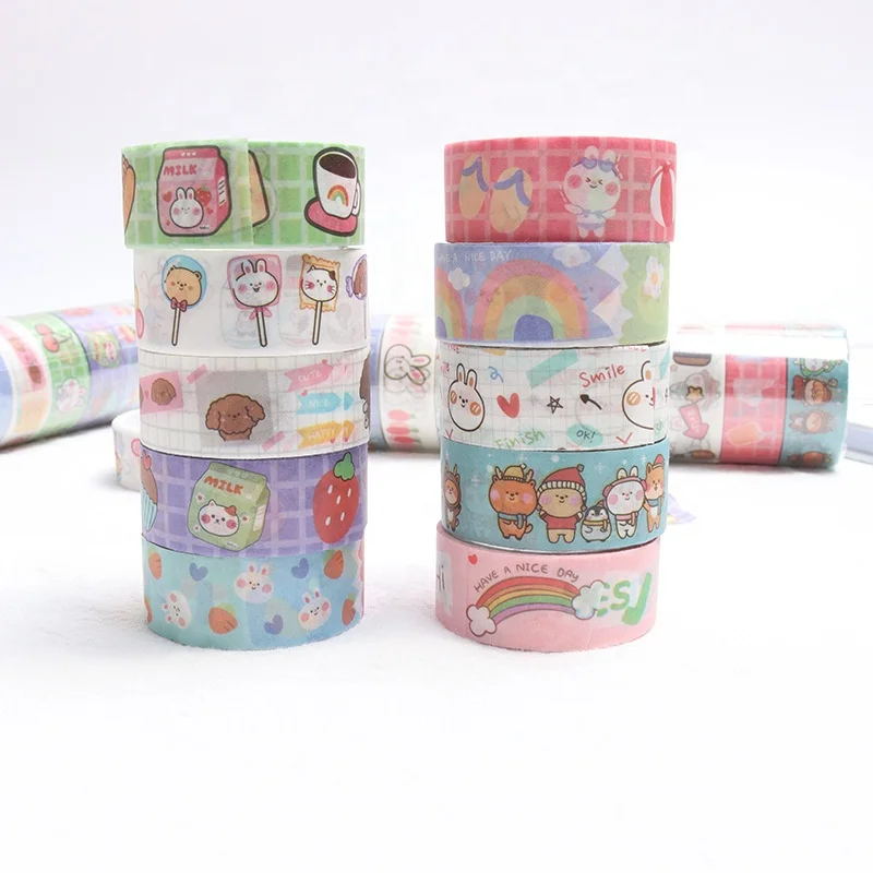 Custom Design Personalized Cute Logo Stickers Adhesive Sticker Roll Decorative Waterproof Vinyl Washi Tape Roll