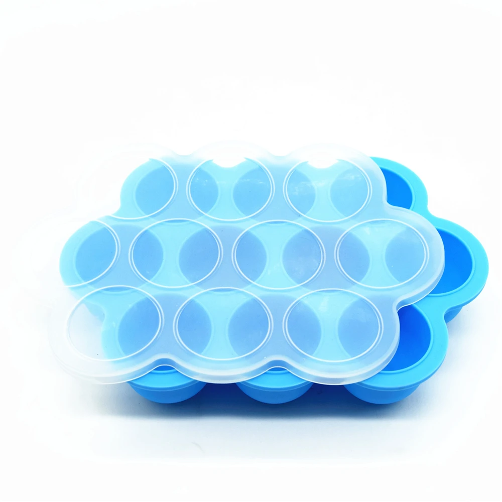 Reusable Storage Baby Food Container Dishwasher safe Silicone Freezer Ice Cube Trays Silicone Egg Bite Molds with PP Lid