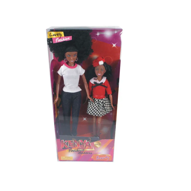 Plastic black  beautiful girl afro dolls with long haril 12.5inch toys for kids