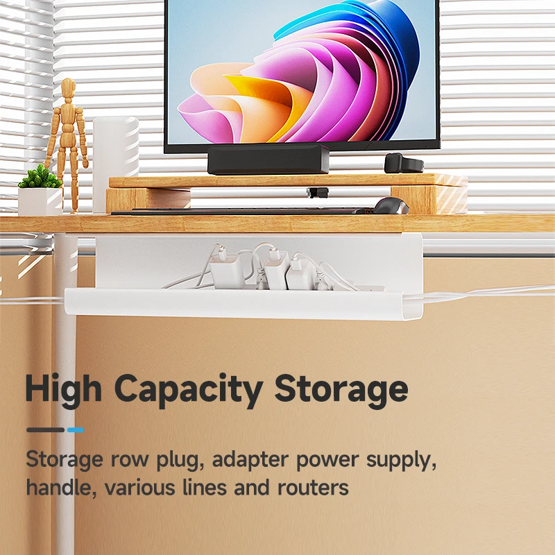 JOYE New Tray Cords Baskets Cord Holders Cable Storage Box Under Desk Cable Management Tray