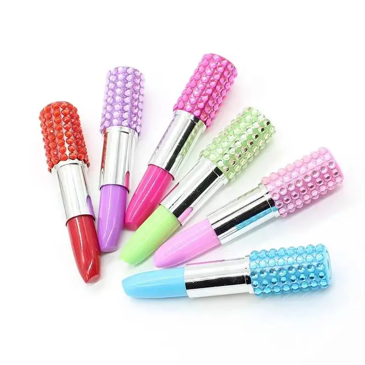 Creative stationery cheap cute diamond lipstick shaped ballpoint pen custom gift