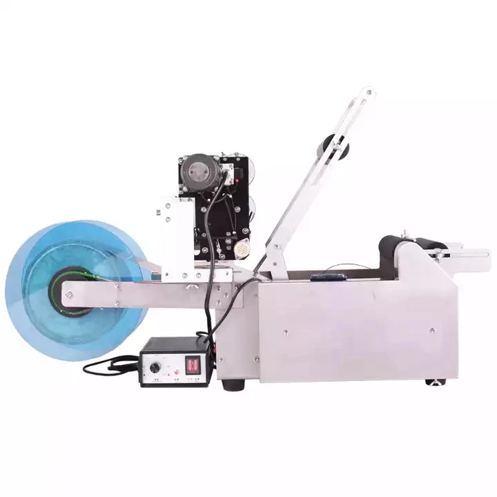 Semi Automatic Mineral Water Plastic Round Bottle Labeling Machine for Round Bottles Sticker Label Packing Machine with Coding