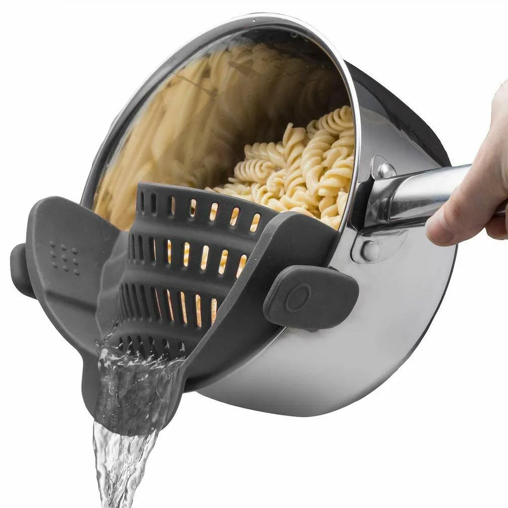 Clip-on Snap Silicone Strainer Colander Silicone Snacp on Strainer for Pots and Food Pans