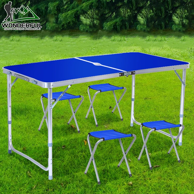 Factory supplier cheap wholesale custom picnic portable aluminum dining outdoor folding table with umbrella hole