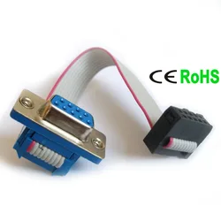 FC10p to IDC DB9 RS232 Dsub 9P Serial Extension Flat Cable Mainboard MB Serial Port Extender