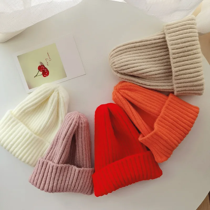 Winter Autumn New Baby Hat Solid Color Soft Warm Knitting Hats for 0-3 Years Boy Girl Children Beanies Bonnet Toddler Hats