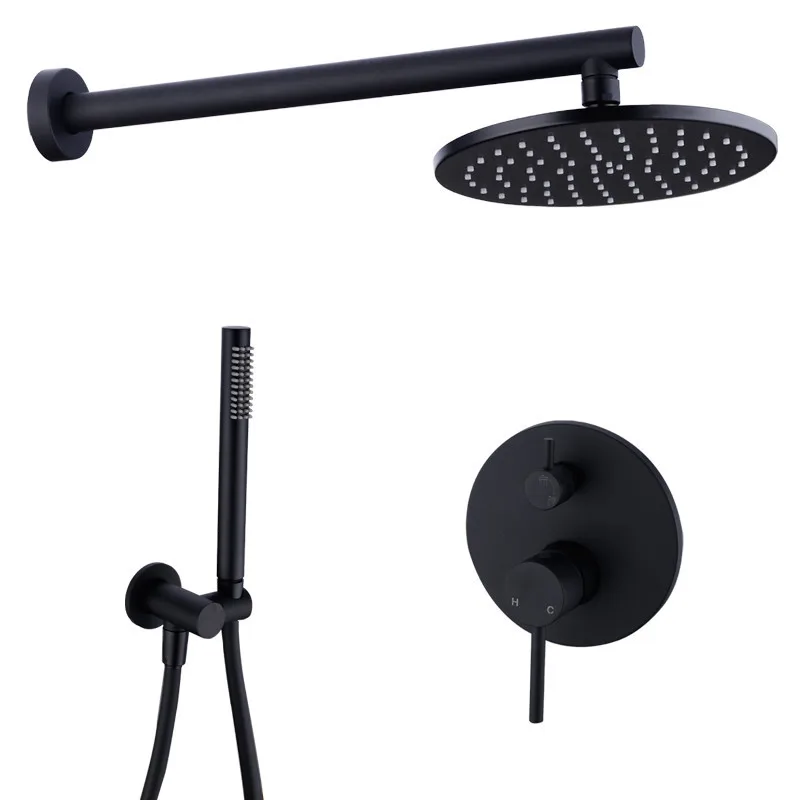 
Bath&shower faucet kit brass shower brushed gold wall mount 8/10/12 inch rainfall shower head bath & shower faucets 