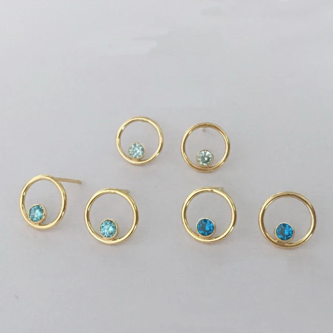 Excellent Quality Gold Earring Jewelry 14K Gold Filled AAA Zircon Birthstone Stud Earrings for Women