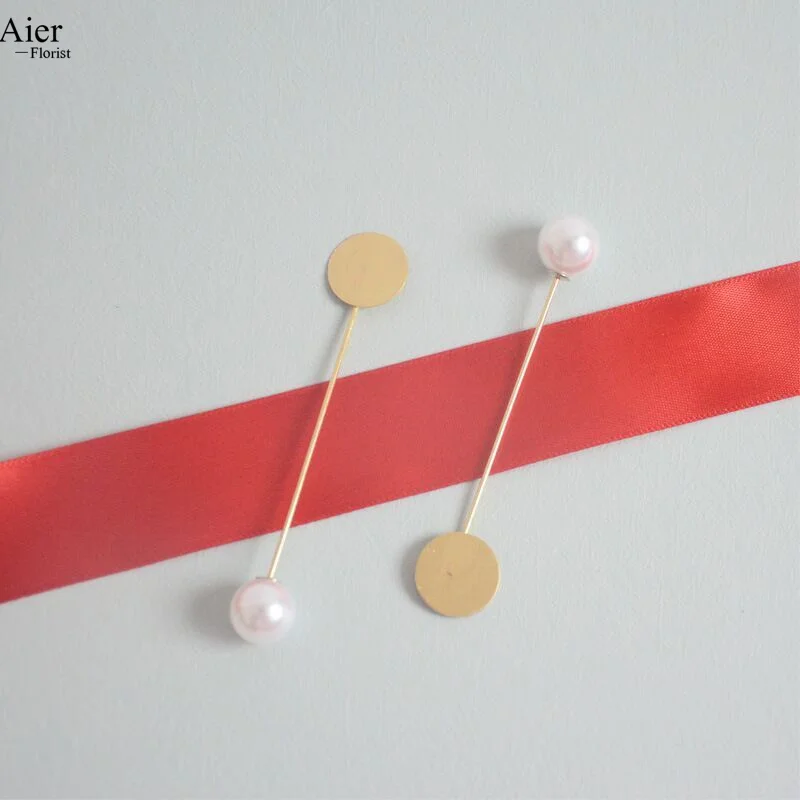 Aierflorist DIY Brooch Material Pearl Belt Tray One Line flower Bouquet and Clothing Pins Accessories