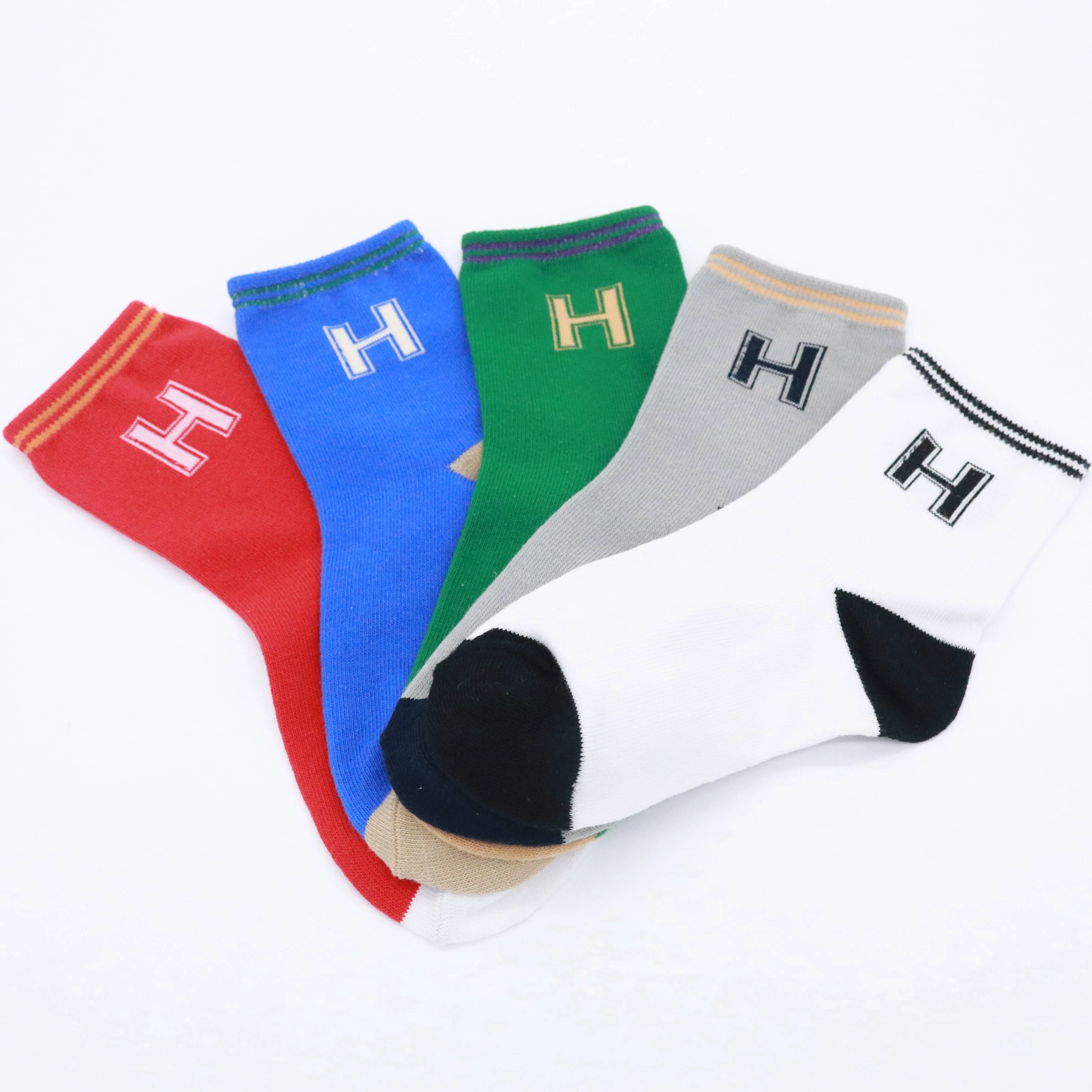 100 Cotton Design Socks Athletic Crew Sports Socks  Grey Elite for Children With H Logo