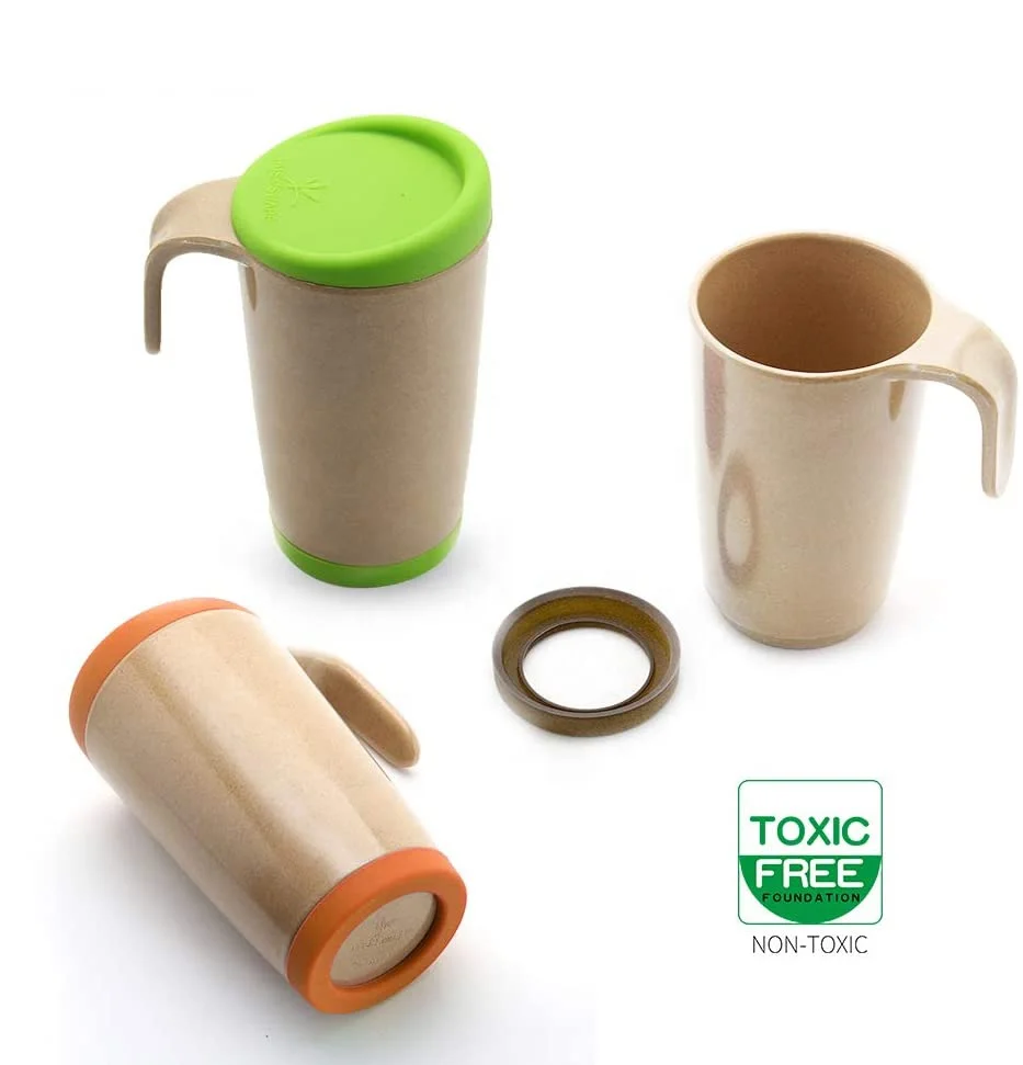 
Yihong Manufacturer Eco Friendly Custom Logo RICE HUSK Material 520ml Office Coffee Milk Tea Mug Mugs Cups with Silicon Lid Logo 
