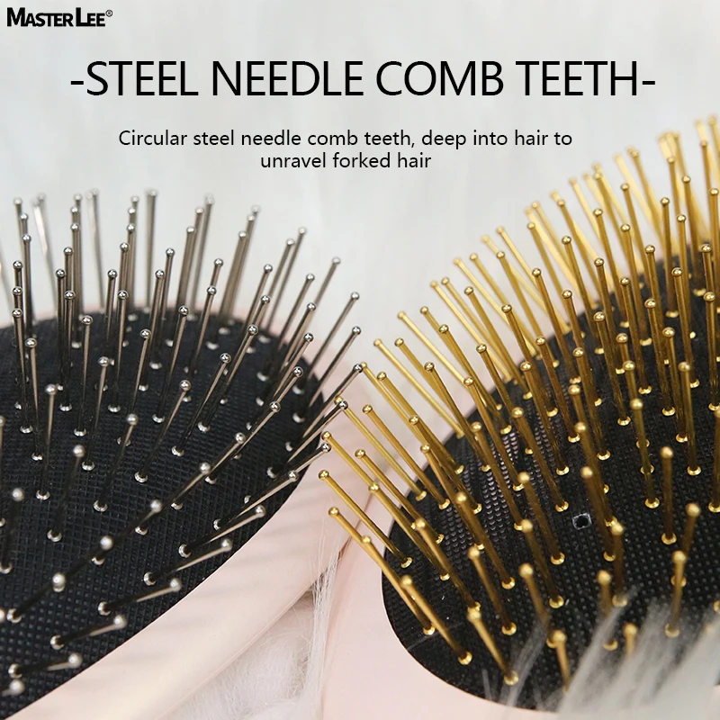 gilt magic powder soft matte Gold/Silver steel needle  teeth extension massage detangling hair brushes Wet Dry Brush