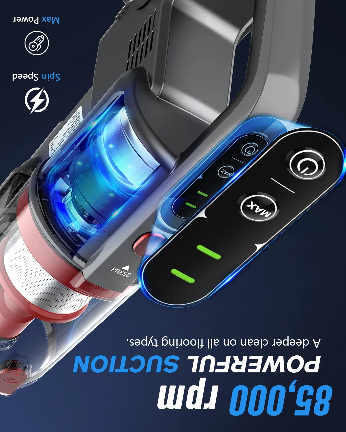 Domestic Handheld Stick Bagless Cordless Carpet Vacuum Cleaner with Motorized Brush