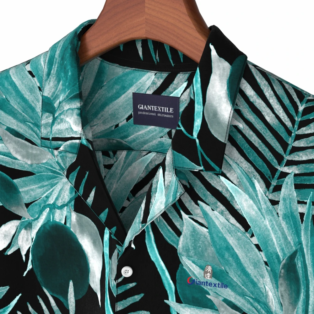 Big Palm Leaf print Shirt Digital Hawaii Plant Collar Floral Palm Beach Aloha Overhemd