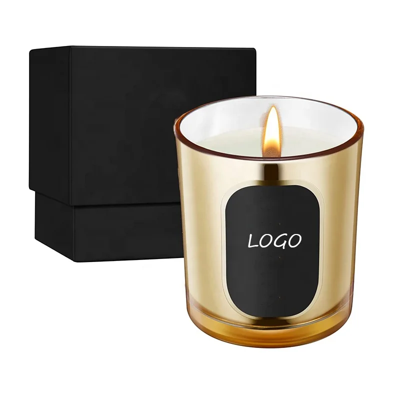 Matt Black White Frosted Gold Silver Glass Candle Holder Jar With Lid And Gift Box Customization Logo