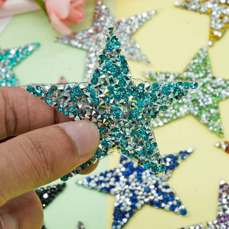 Hot sell Sparkle star crystal patches applique Rhinestones Moon Patches Crystal Embroidered Moon/Star patches