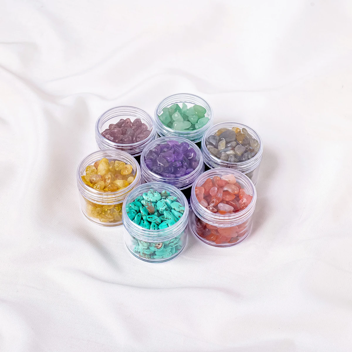 Wholesale canning  natural crystal stone semi-finished DIY bracelet jewelry with hole degaussing stone energy stone