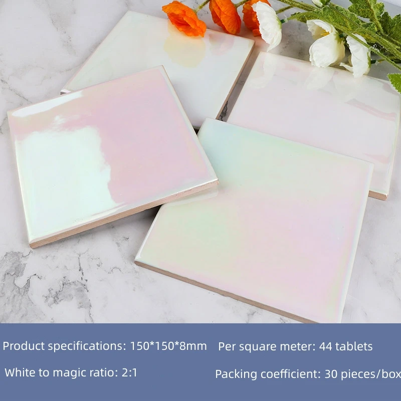 Hand made Rainbow Iridescent Long Subway Pink Ceramic Bathroom Wall Tile For Backsplash Kitchen Restaurant Hotel Project