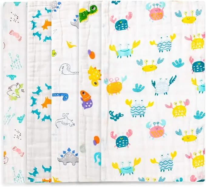 Custom Muslin Baby Burp Cloths  Extra Large  6 Layers Super Absorbent Soft Natural for Sensitive Skin Baby 100% Organic Cotton