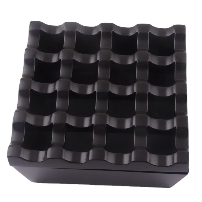 matt black alloy metal 16 holes windproof square cigar ashtray