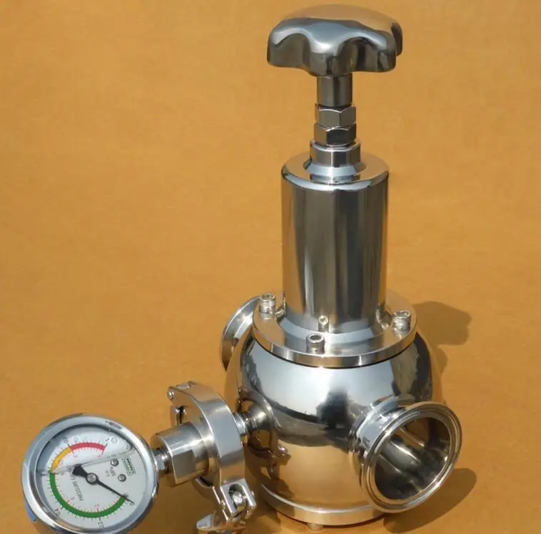 For  hygienic sanitary SS304 SS316L 3A/SMS/DIN/ISO standard Sanitary  pressure reducing valve PRV with pressure gauge