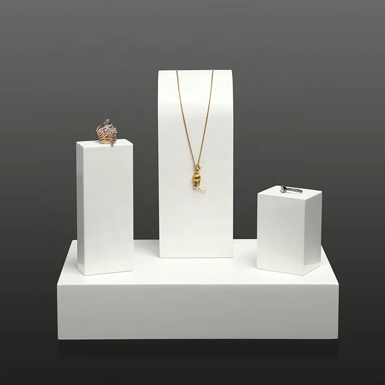 Customized Design Gloss White Counter Acrylic Jewelry Display Rack Jewelry Set Holder