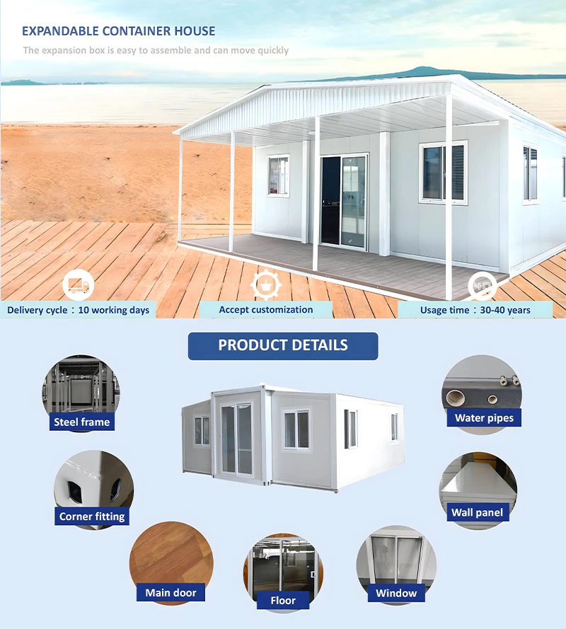 Extended foldable prefab container homes 40ft folding living container expandable cabin foldable container house