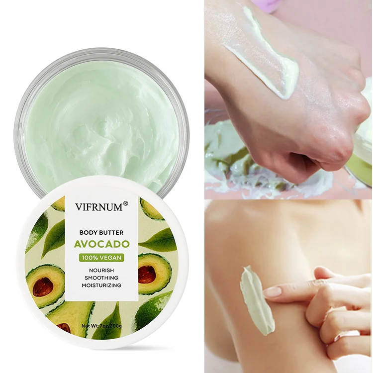 Hot Sale Custom Own Logo Natural Skin Care 100% Organic Avocado Body Cream Lotion Body Butter