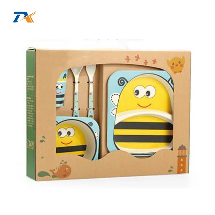 baby plate spoon and folk bamboo fibre dinnerware kids Bio cheap bamboo fiber bowls