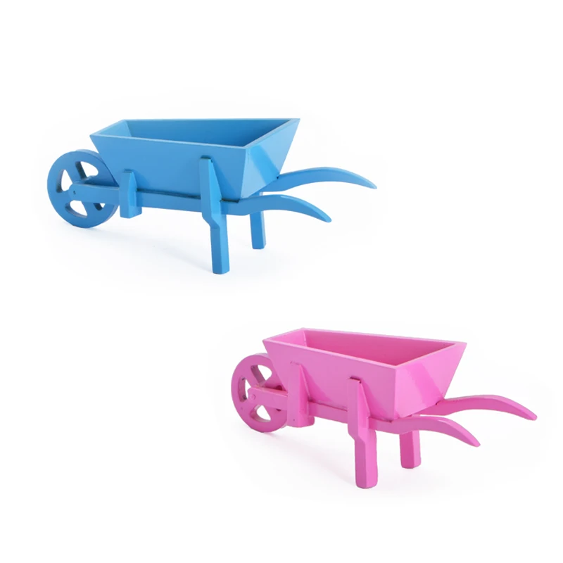 Doll House accessories 1:12 Wooden wheelbarrow Outdoor Garden Miniature Furniture Ornaments