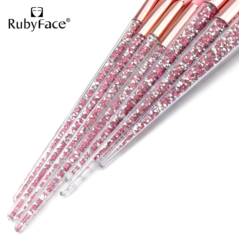 7 Pcs Rubyface Diamond Makeup Brushes Set Crystal 2020 in Stock Factory Supply
