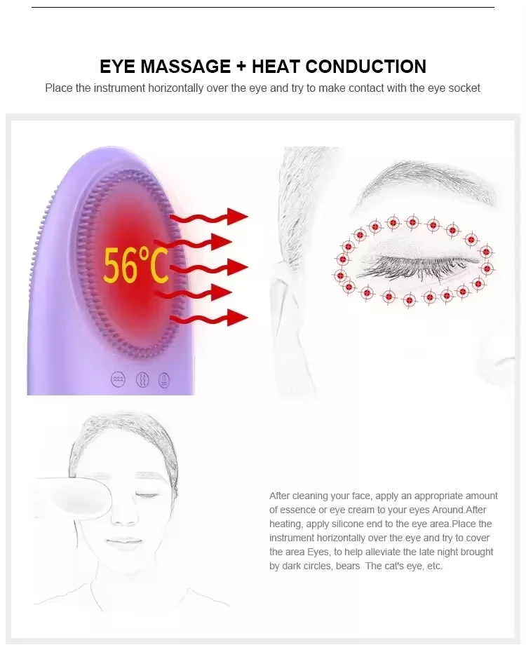 New Arrival Skin Care Device Waterproof Soft Silicone Face Washing Brush Facial Massager Electric Cleansing Brush