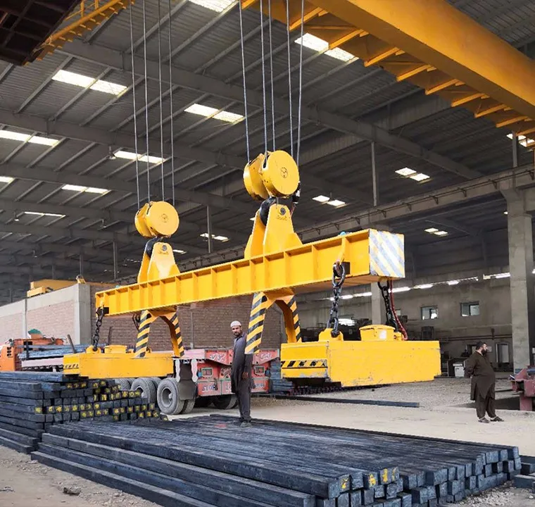 25t 30 ton 50 ton Rotating  Revolving Trolley Electromagnetism Spreader Magnetic Double Girder Overhead Bridge Crane Price
