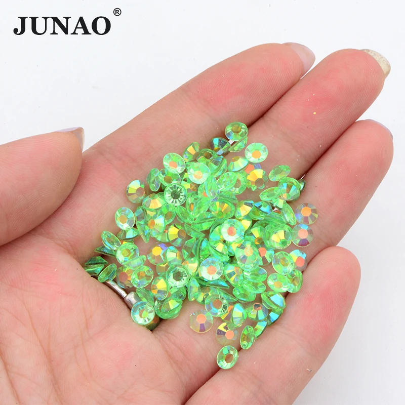 JUNAO Top Selling 2mm-6mm Transparent Siam AB Diamond Strass Non Hotfix Resin Jelly Rhinestones For DIY Crafts