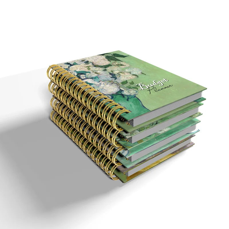 Custom Financial Goal Plan Hard Cover Spiral A5 Notebook Printing Undated Monthly Weekly Daily Budget Finance Planner