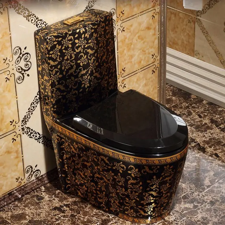 Bathroom sanitary ware one piece gold plated toilet