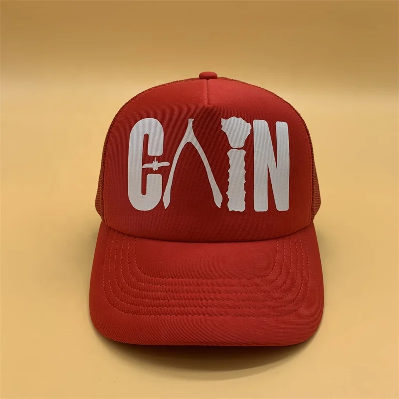 Mesh Cheap Custom 5 Panel acrylic Trucker Cap with printed logo 100% polyester promotional trucker hat