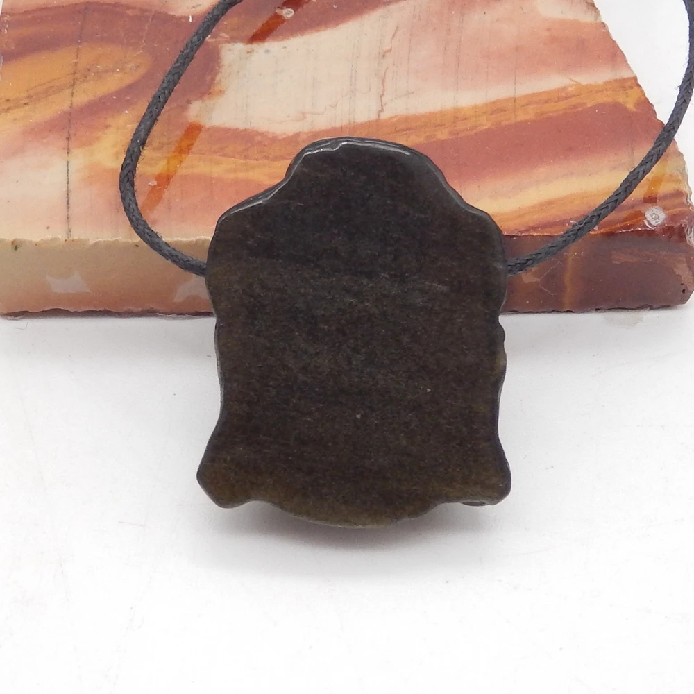 Gold Obsidian Buddha Pendant for Necklace,Drilled Crystal Carved Buddha Pendant for Men, Gemstone Jewelry,  Mens Pendant