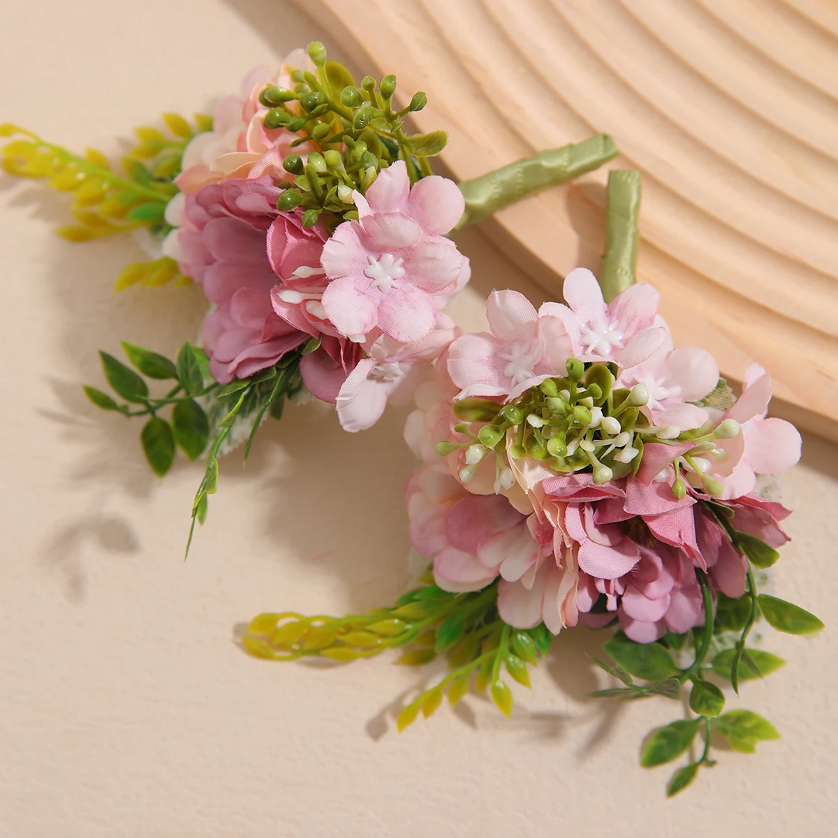 Bridal Blooming Multi-color Artificial Flower Groom Corsage Green Leaf  Wedding Brooch