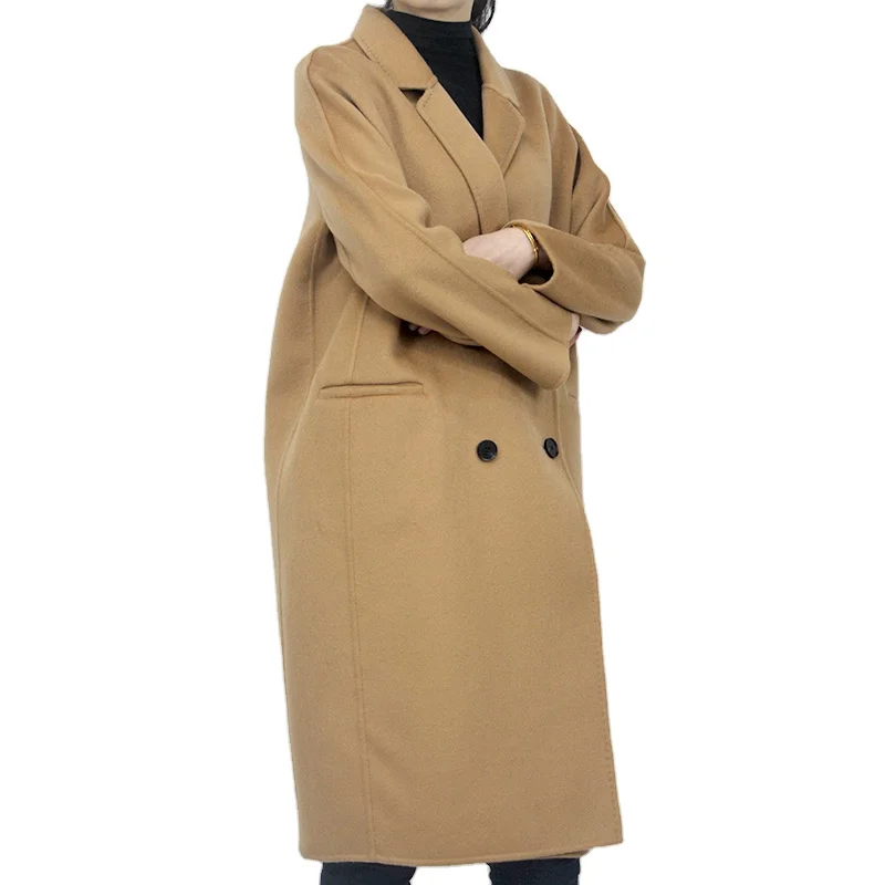 Wholesale Winter Warm Double Face   Cashmere Fur Coat Women  lapel warm Wool Coat