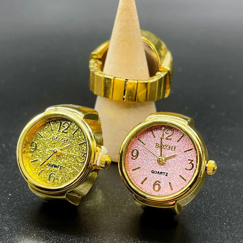 Finger Ring Watch  Round Dial Elastic Quartz Antique Finger Ring With Watch Mini Size Gift for Student