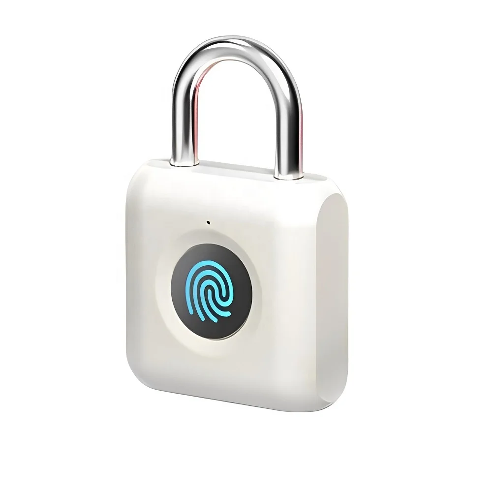 Fingerprint gym locker pad lock safety smart luggage padlock with usb charge cable waterproof finger print padlocks wholesale