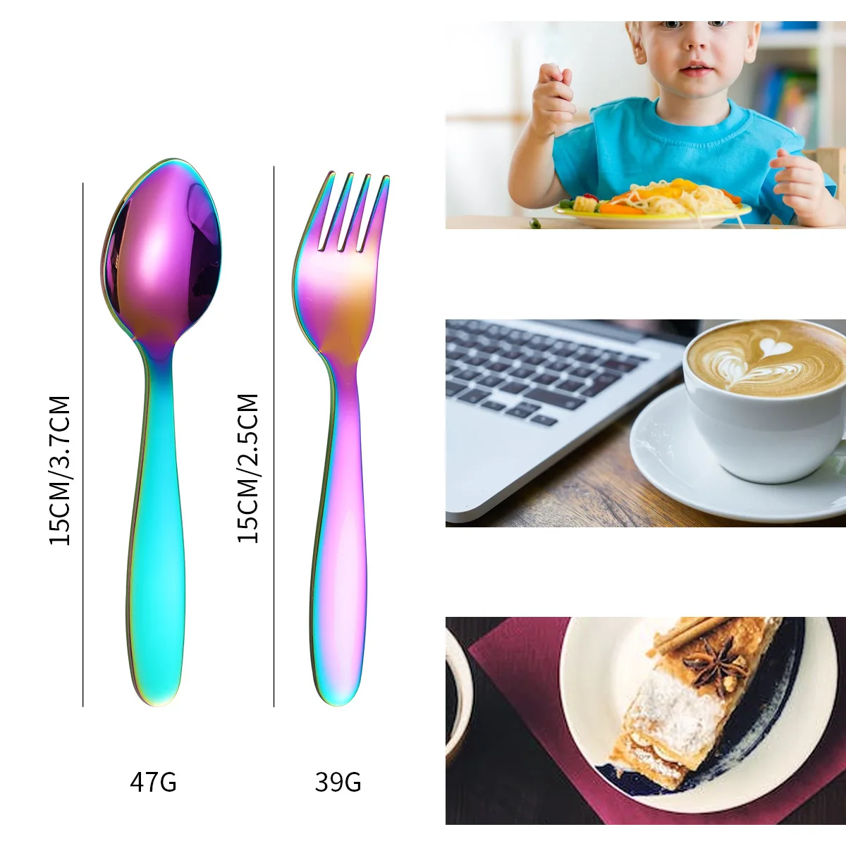 LFS 304 Stainless Steel Espresso Small Cake Forks Set Espresso  Fruit Forks Coffee Spoons Reusable Gold spoon