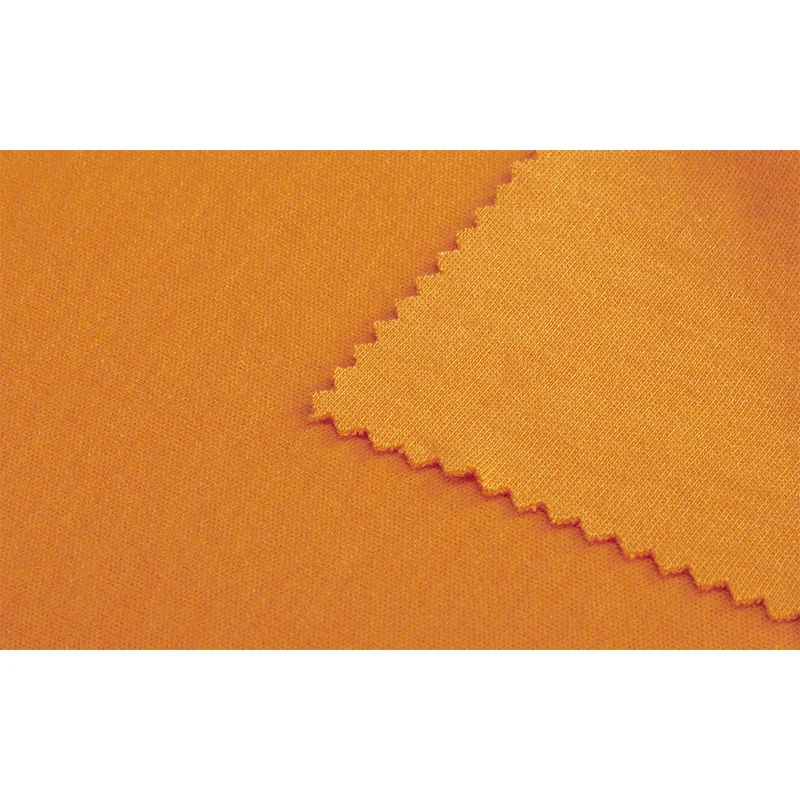 Orange Color 6.5oz Cotton Modacrylic Blended FR Fire Proof Knitted Inherently Flame Retardant Antistatic Interlock Fabric